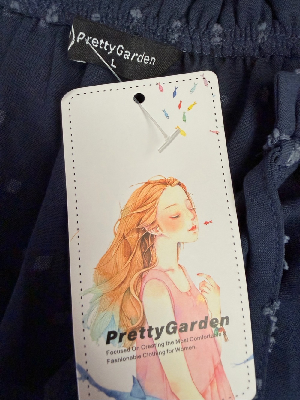 NWT Sleeveless Navy Maxi Dress with Smocked Waist and Tie Neck, Large - Picture 9 of 13